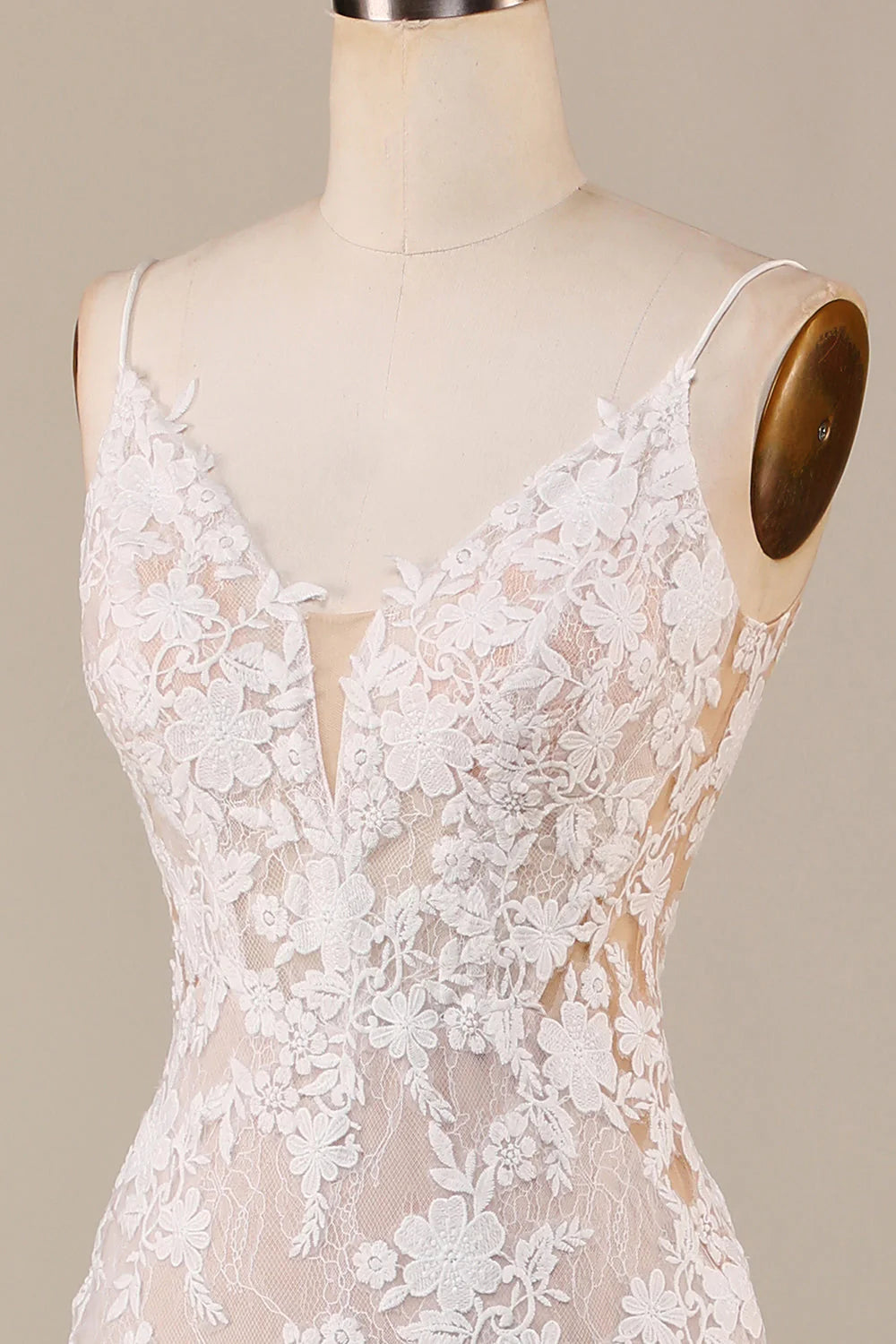 Charming Mermaid Spaghetti Straps Ivory Long Bridal Dress
