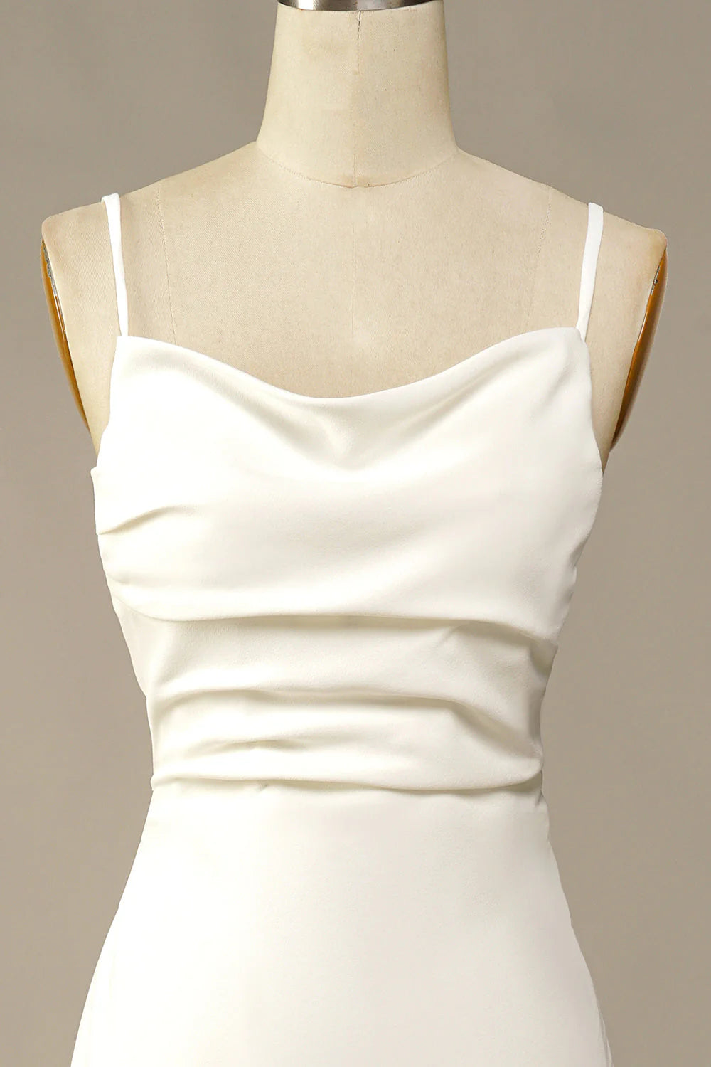 A-Line Open Back White Mermaid Long Wedding Dress