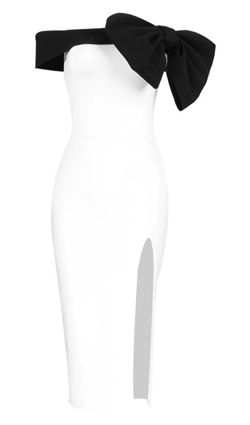 Off Shoulder Split Sleeveless With Black Bow