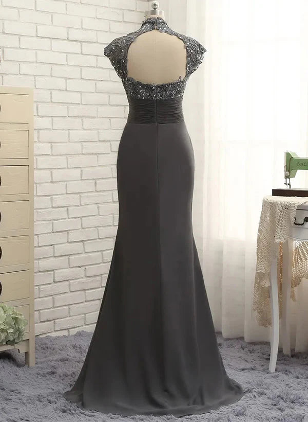 Sheath High Neck Floor-Length Mother Of The Bride Dresses