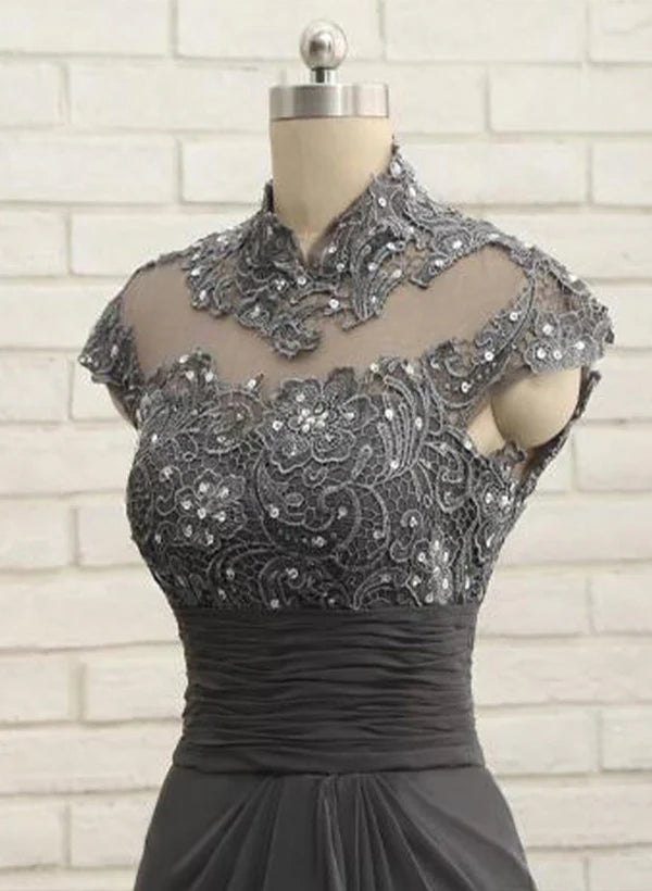 Sheath High Neck Floor-Length Mother Of The Bride Dresses