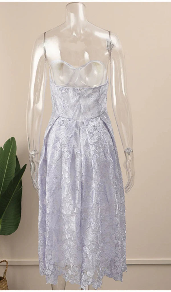 Robe de bal trapèze à épaules dénudées, sans bretelles, avec ceinture et fermeture éclair dans le dos en dentelle