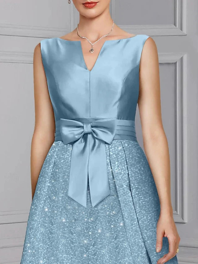Chiffon Scoop Long Sleeves Mother Of The Bride Dress With Sash