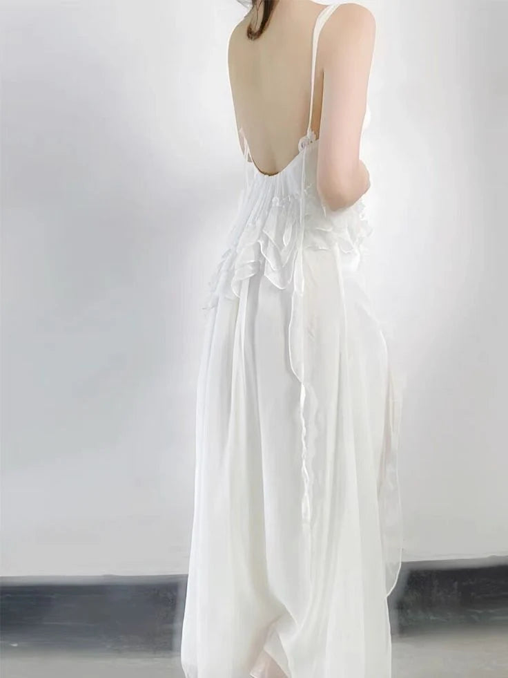 Sexy White Chiffon Long Prom Dress With Slit