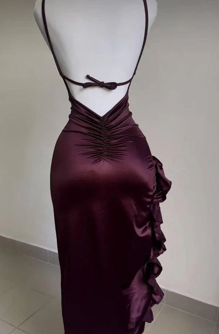 Asymmetry Prom Dress Spaghetti Strap With Open Back