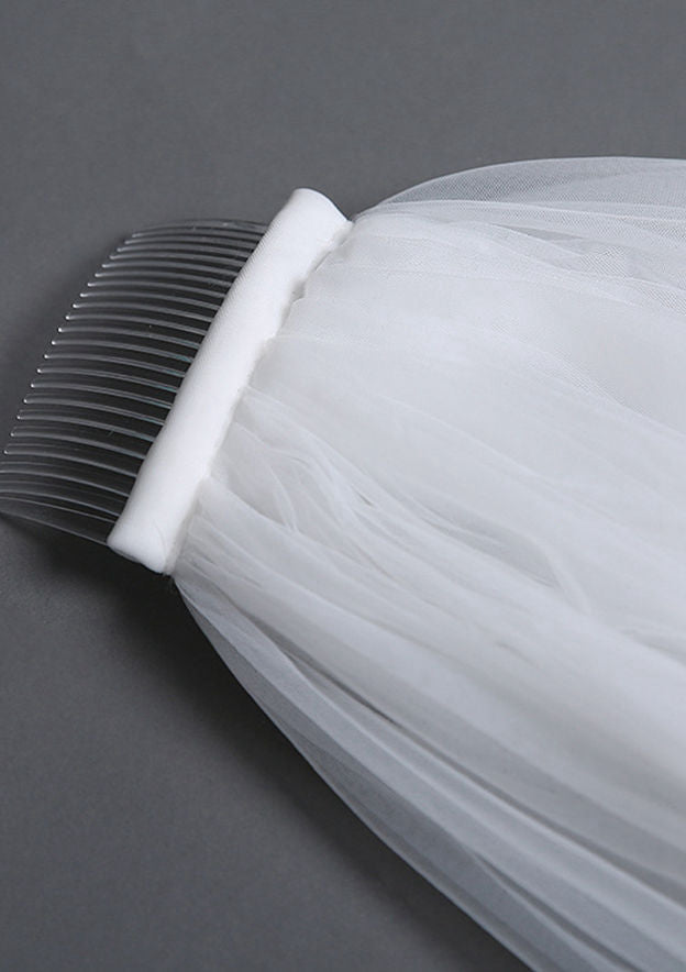 Tulle One-tier Cathedral Bridal Veils With Applique