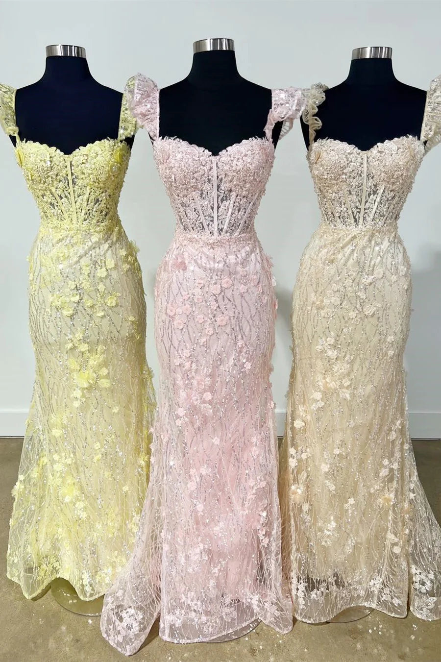 Sweetheart Fly Sleeve Long Prom Dress With Applique