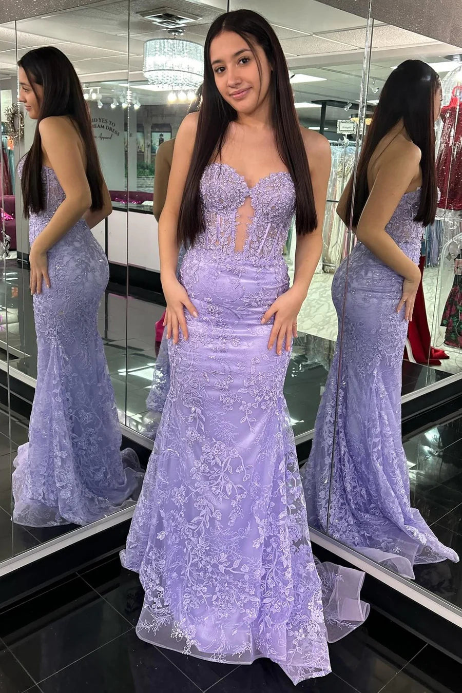 Vestidos de fiesta de tul sin tirantes, espalda descubierta, hombros descubiertos, apliques y corte en el medio