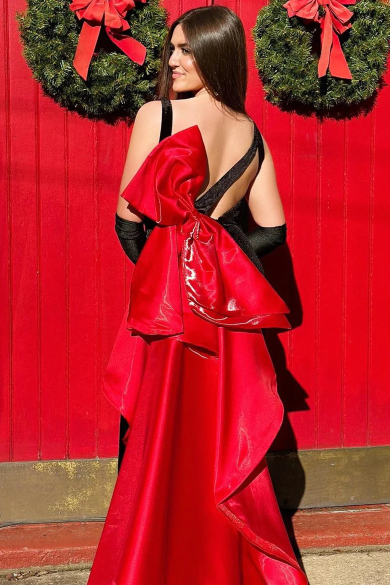 Velvet Bow-Back Mermaid Prom dress with Slit