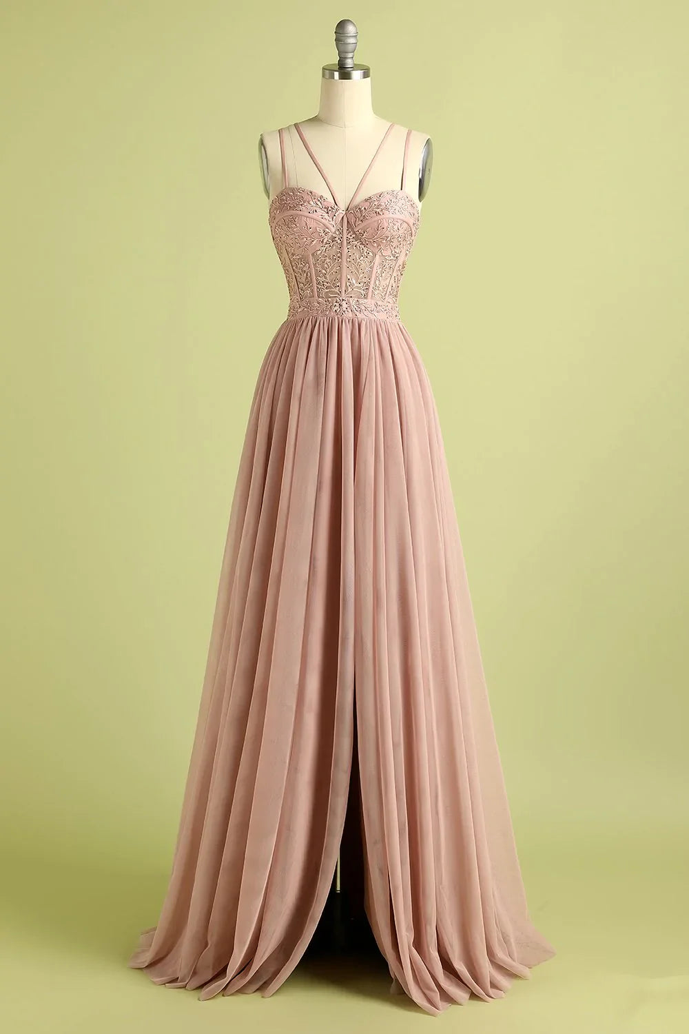 Spaghetti Straps Prom Dress With Split Front