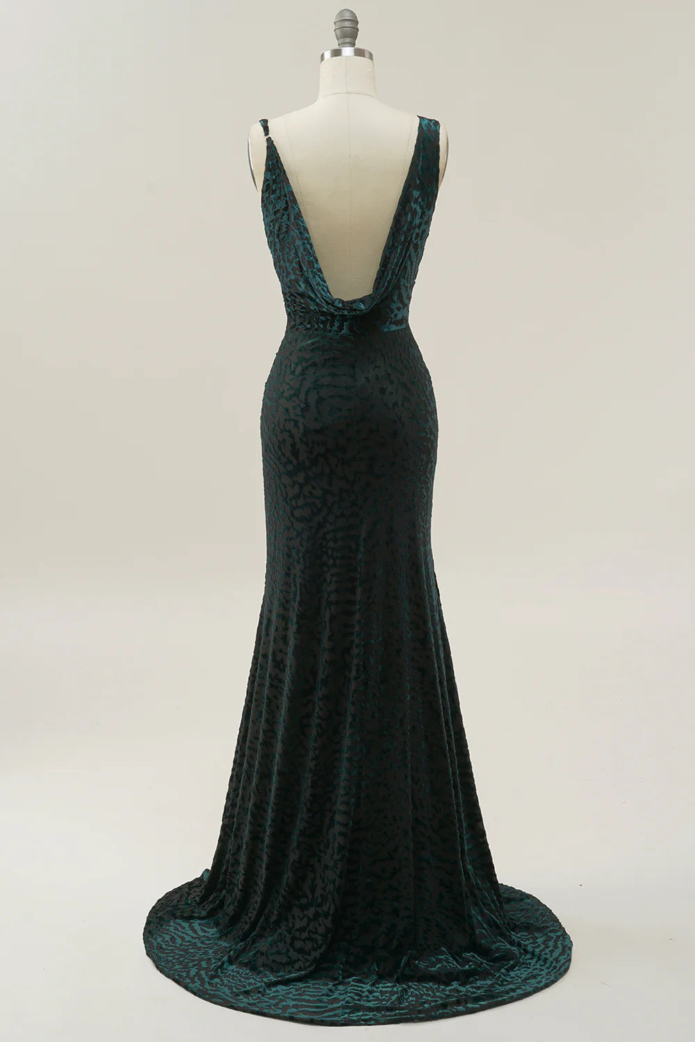 Mermaid V Neck  Dark Green Velvet Long Prom Dress