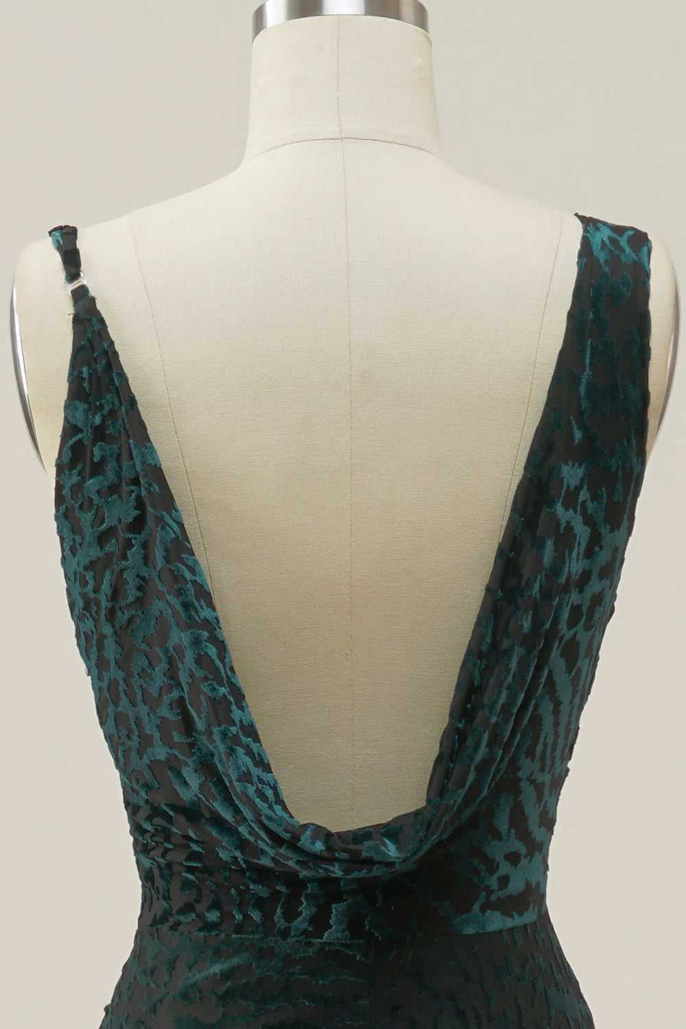 Mermaid V Neck  Dark Green Velvet Long Prom Dress