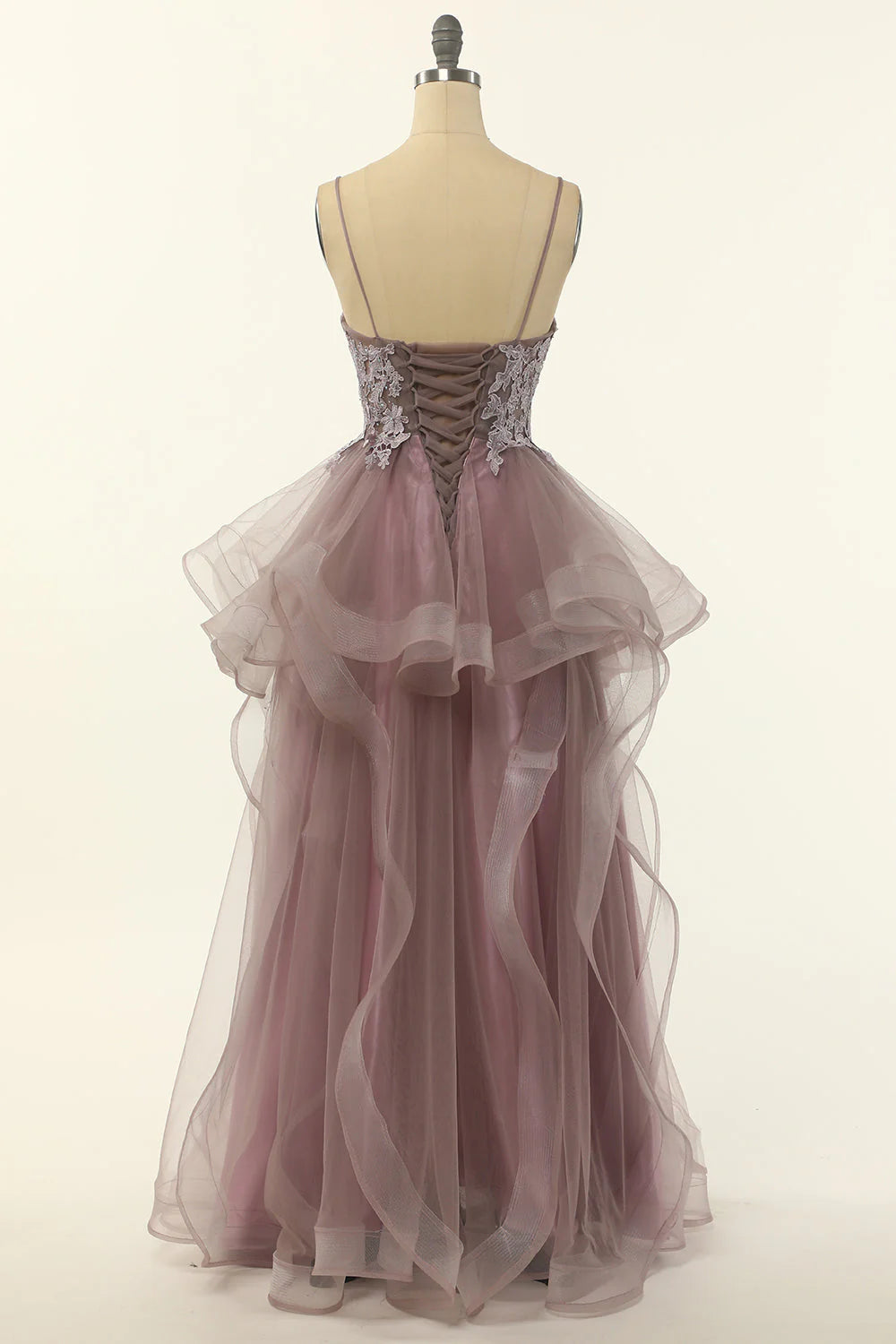 Tulle Spaghetti Straps Prom Dress With Appliques