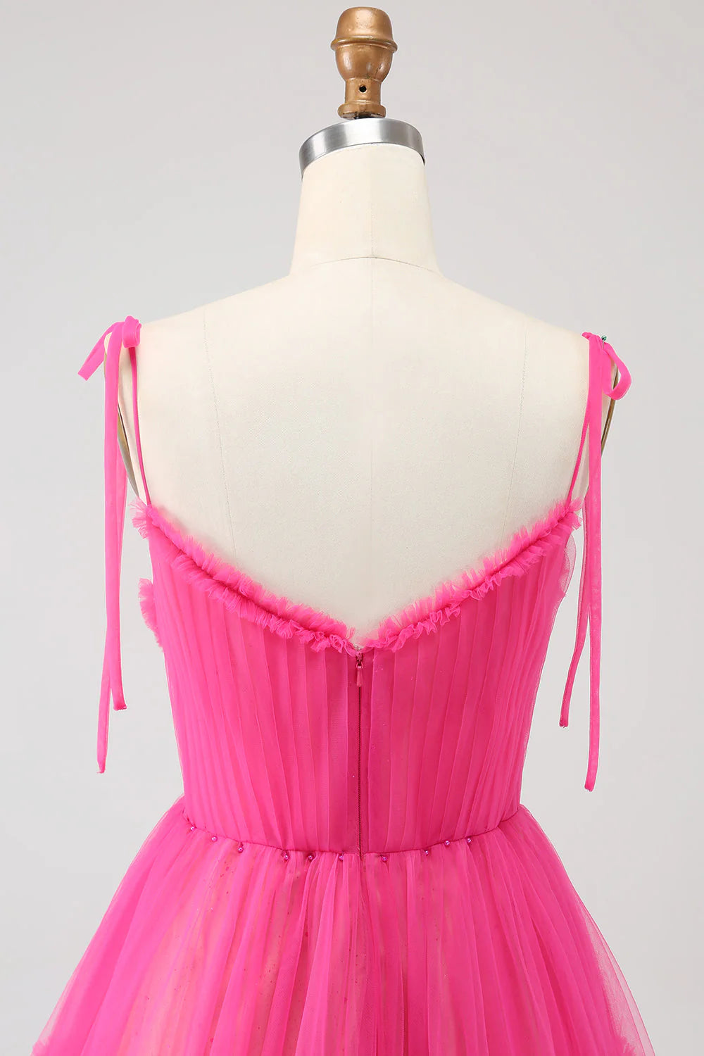 Vestido de fiesta largo de tul con volantes y corte A