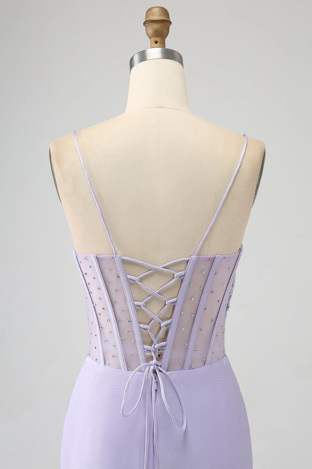 Vestido de fiesta largo de sirena con corsé brillante y abertura