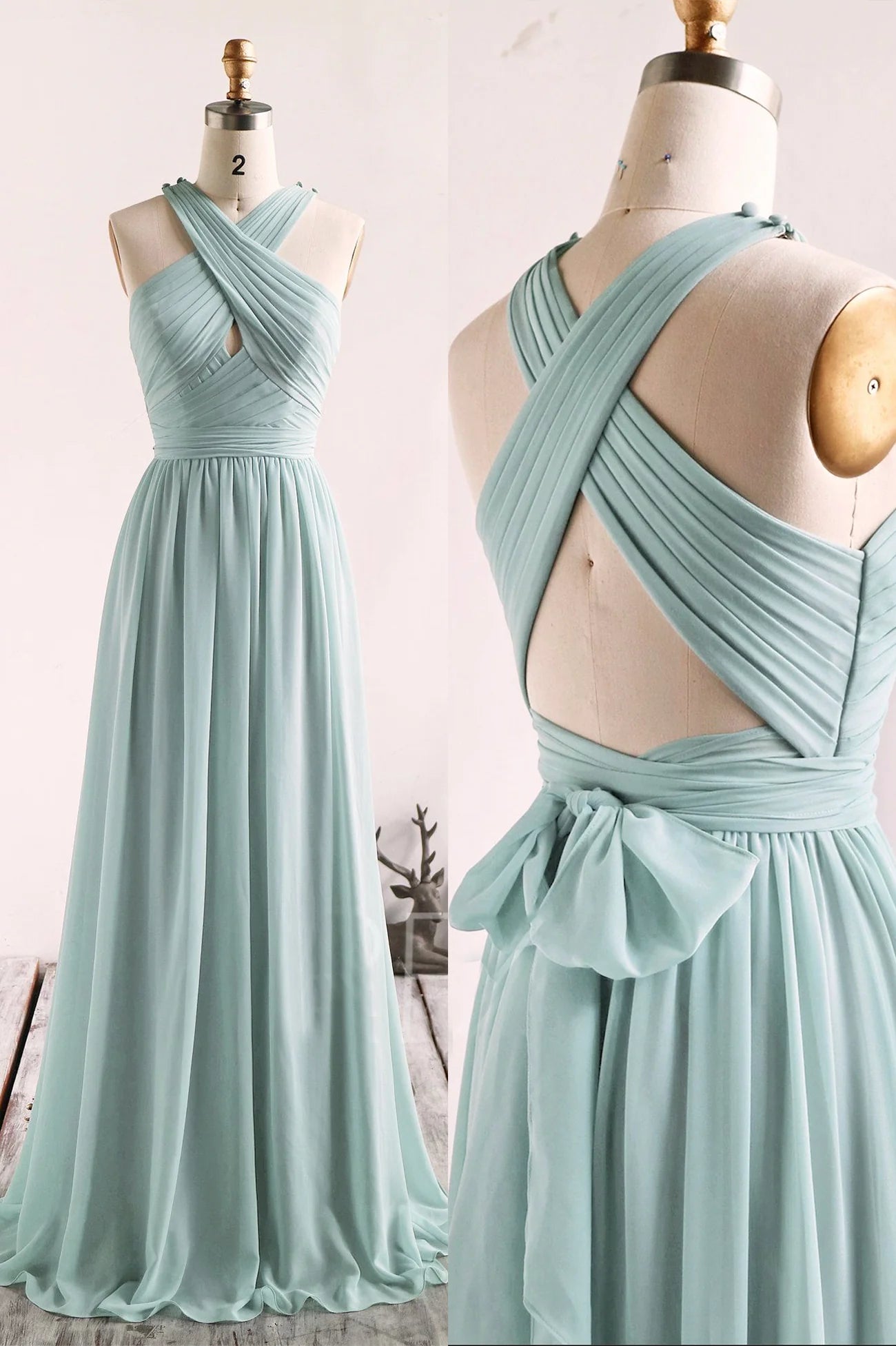 A-Line Simple Chiffon Long Prom Dress