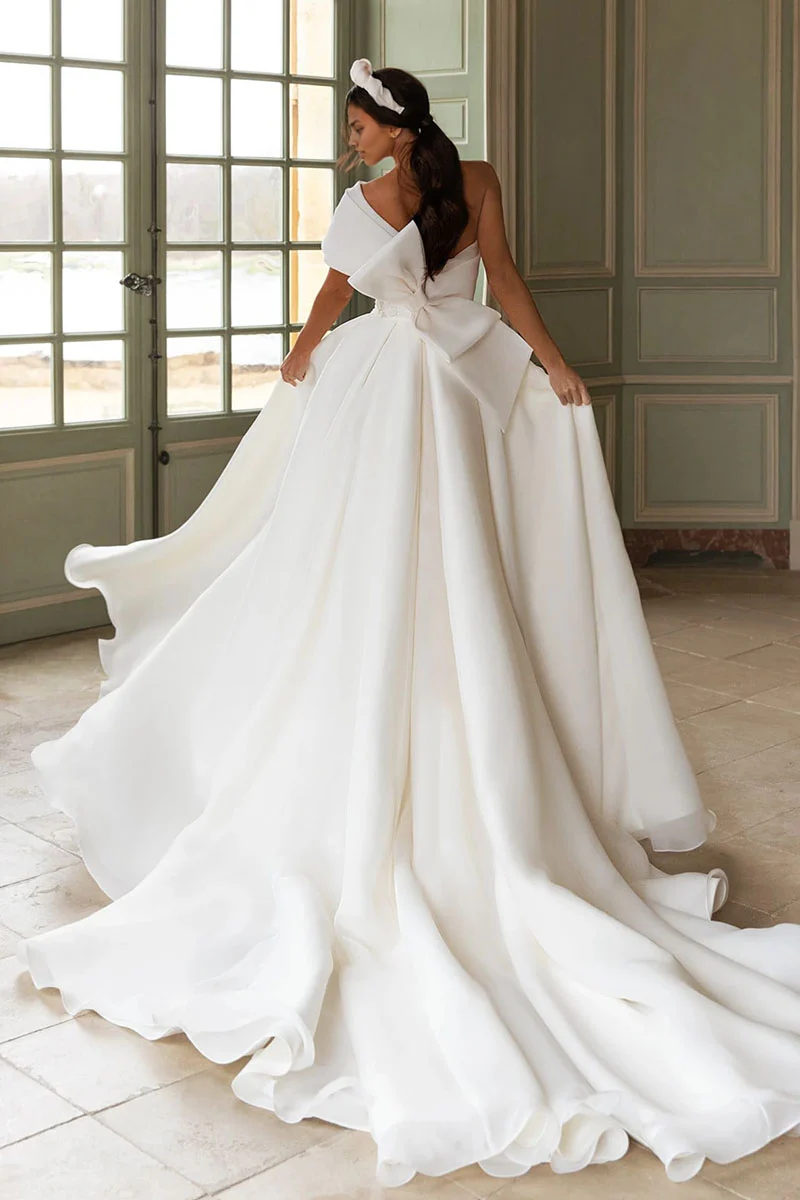 Weitese Prom Dress In Store Divine A-line Off-the-Shoulder Wedding Dress With Hight Slit Dress For Wedding