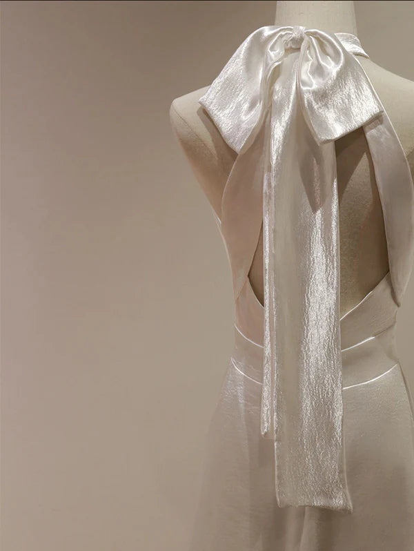 Weitese Formal Women's Dresses White Halter Light Wedding Dresses Bride Dresses Fishtail Evening Dresses Prom Dress Stores