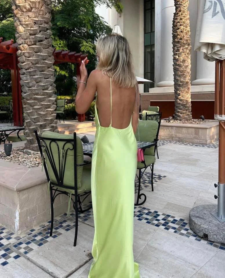 Weitese Formal Wear Dresses Sage Green Halter Backless Party Dress Simple Wedding Guest Dress Prom Dresses Shops Formal Women's Dresses