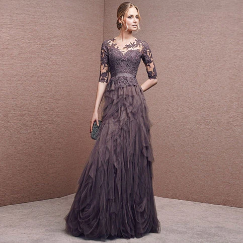 Weitese Formal Women's Dresses Elegant Lace Sleeves A Line Long Prom Dress Formal Evening Party Gown Dresses For Mother Of The Bridemom Dresses For Wedding Prom Dresses Stores