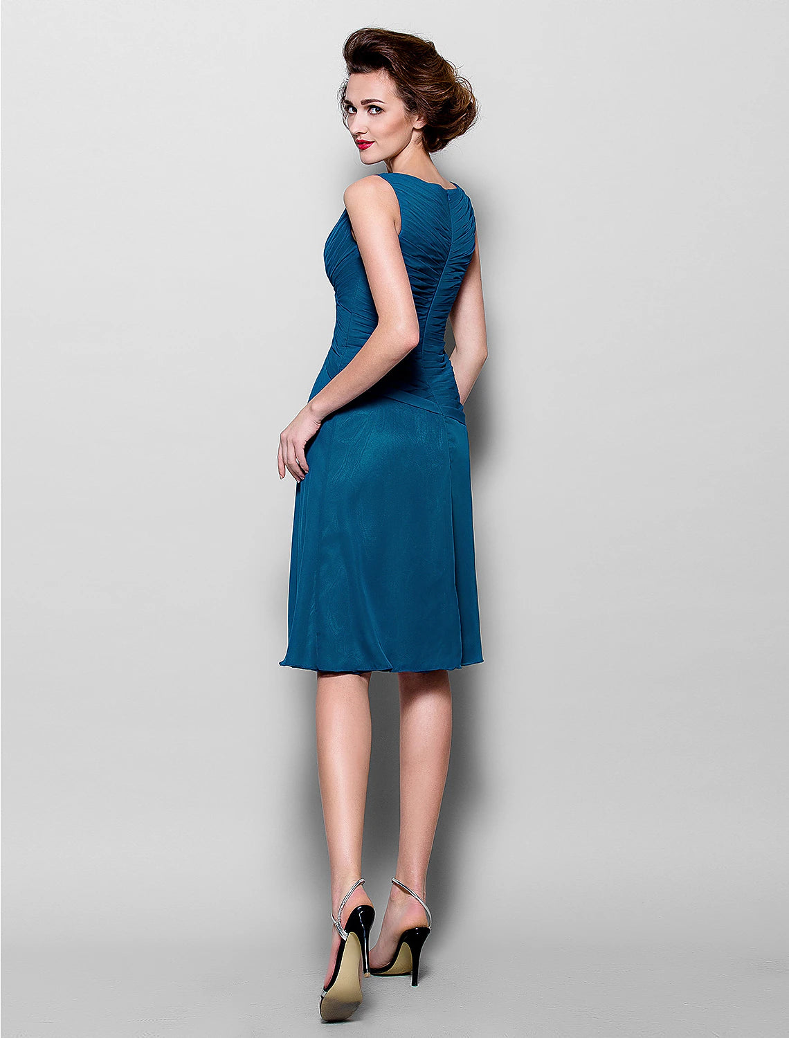 Full length view of the A-line dress with a matching wrap.