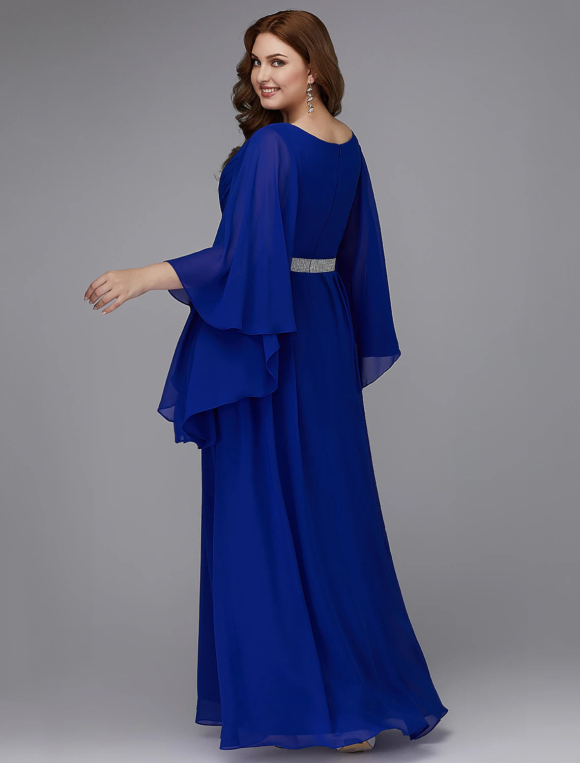 Back view of Weitese A-Line plus size gown showing lace-up detail.