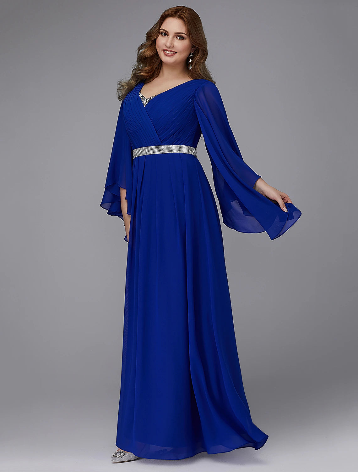 Close-up of Weitese A-Line gown fabric with crystal and sequin embellishments.