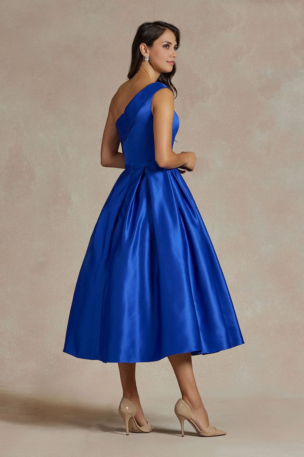 Weitese Dress Elegant One Shoulder A-Line Mother of the Bride Dress Backless Sleeveless Ruched Floor-Length Prom Dress