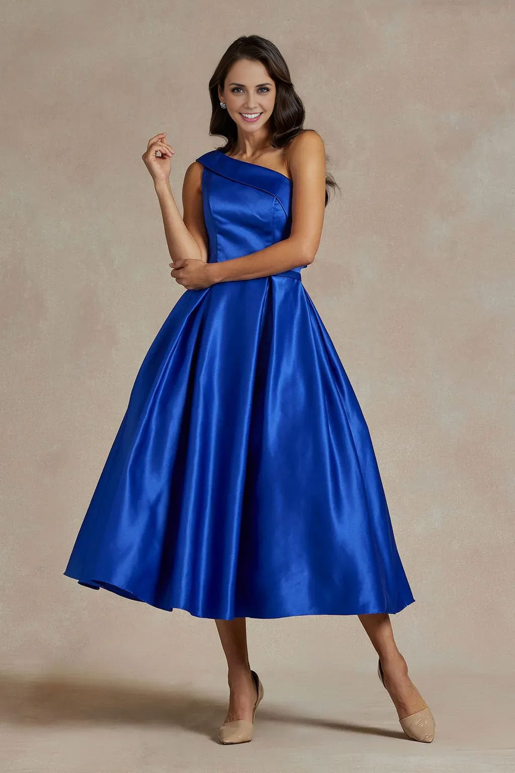 Weitese Dress Elegant One Shoulder A-Line Mother of the Bride Dress Backless Sleeveless Ruched Floor-Length Prom Dress