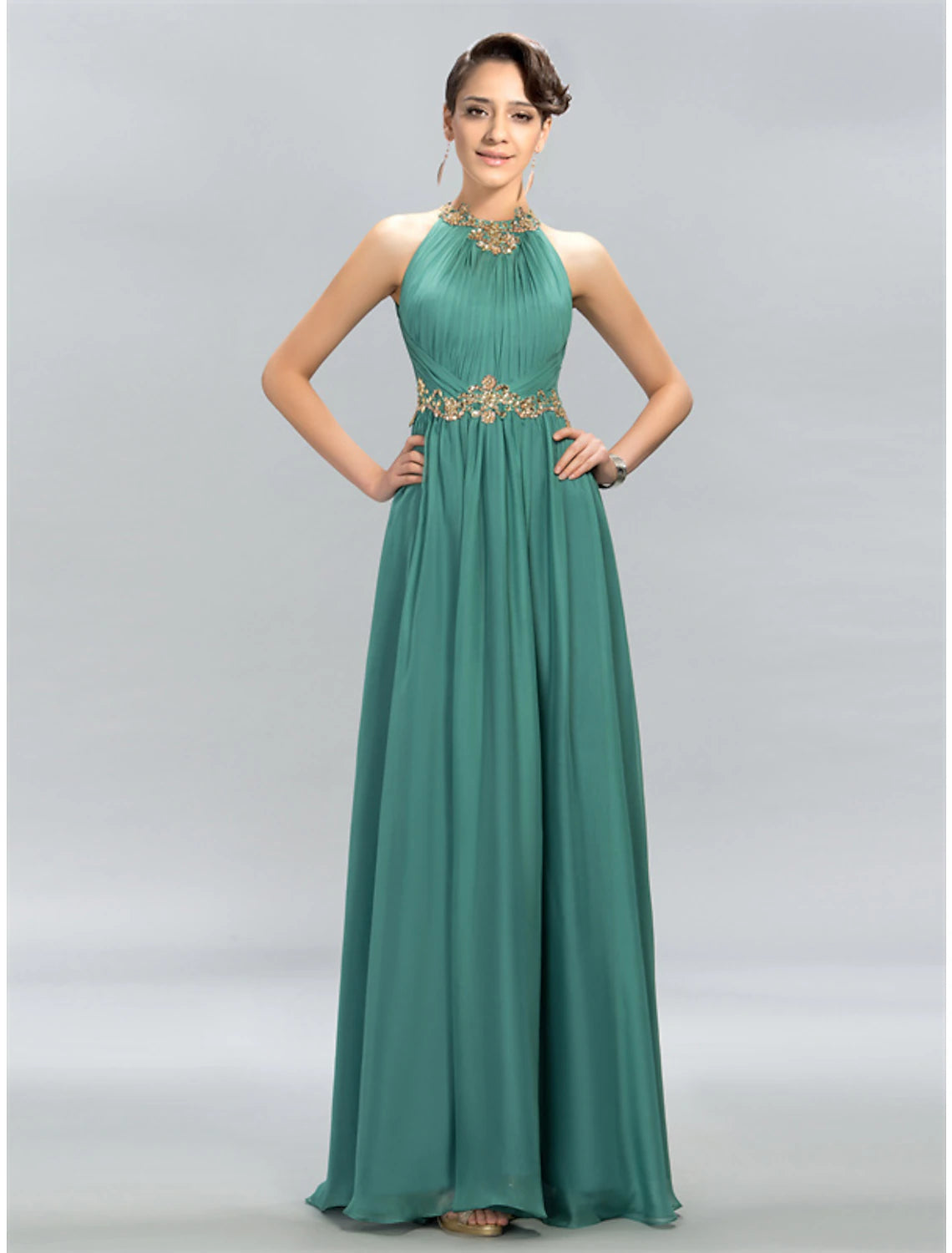 Back view of the elegant Weitese halter neck maxi dress.