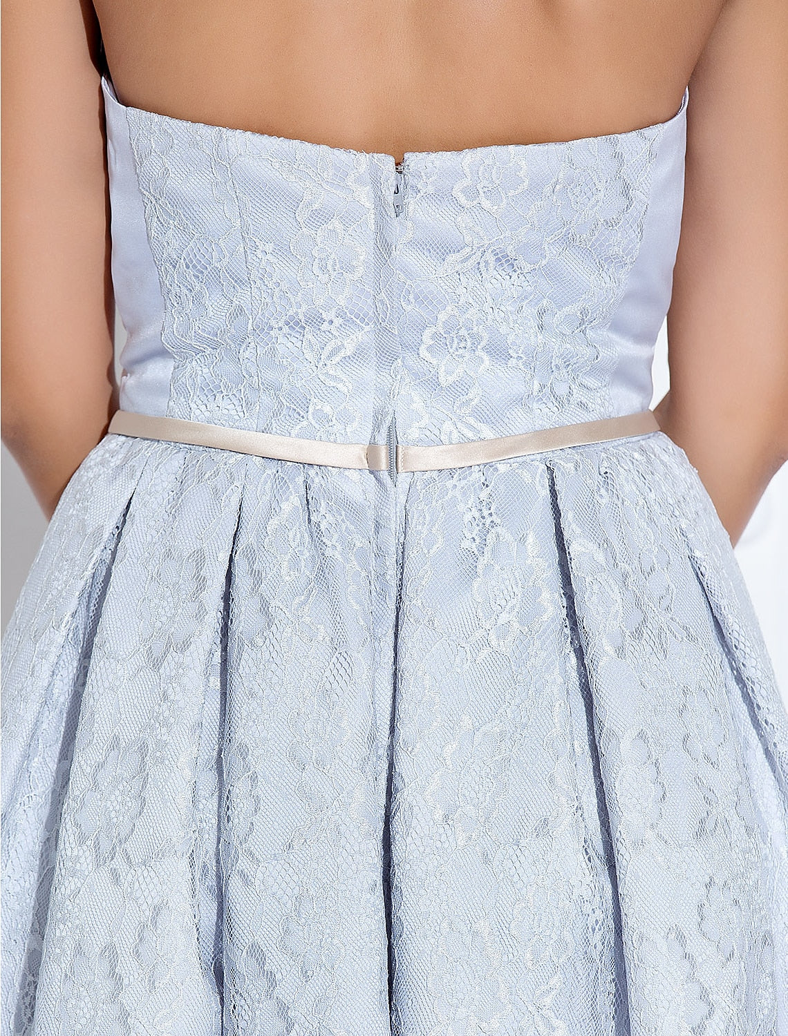 Detail of the sash and ribbon on the Weitese A-Line cocktail dress.