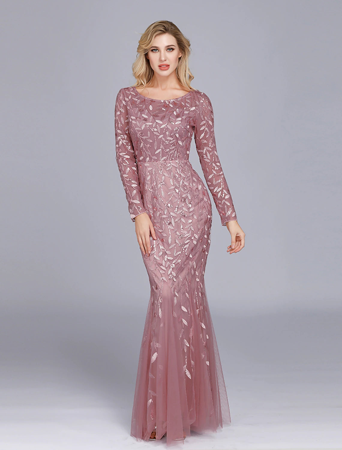 Another full-length view of the Weitese formal evening dress, showcasing its overall design.