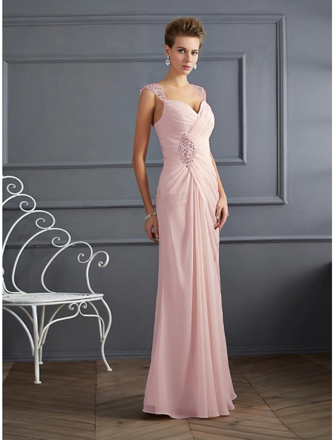 Back view of the Weitese formal dress, showing the floor-length design.