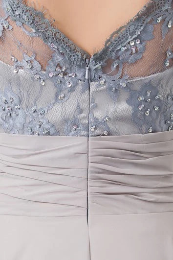 Weitese Dress A-Line Chiffon Pleated Illusion Caped Sleeve And Gown With Bow Mother of the Bride Dress