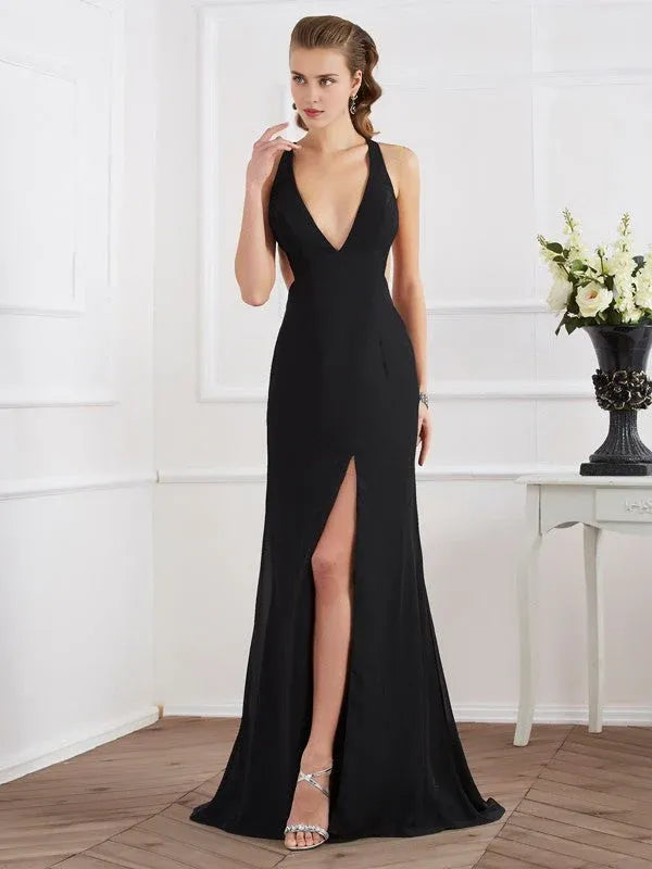 Weitese Dress A-Line/Elegant Halter Sleeveless Long Chiffon Prom Dresses
