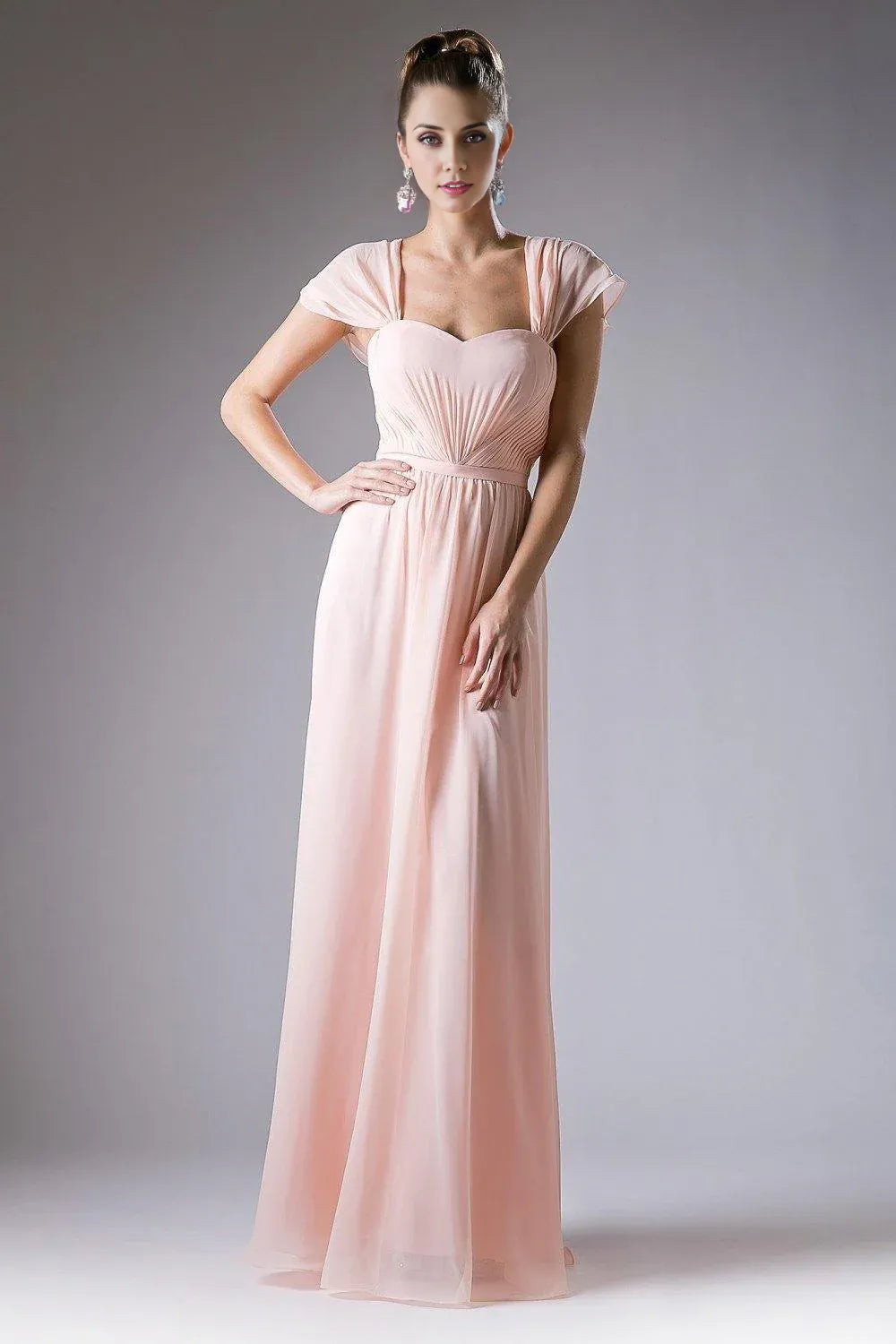 Weitese Dress A-Line/Princess Cap Sleeve Mother of the Bride Dress Floor-Length Ruched/Pleats Prom Dress