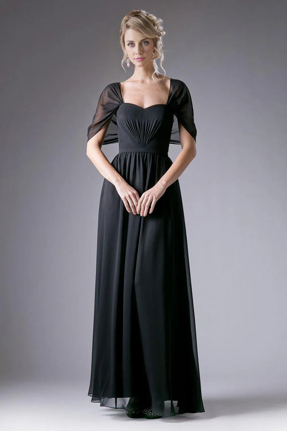 Weitese Dress A-Line/Princess Cap Sleeve Mother of the Bride Dress Floor-Length Ruched/Pleats Prom Dress