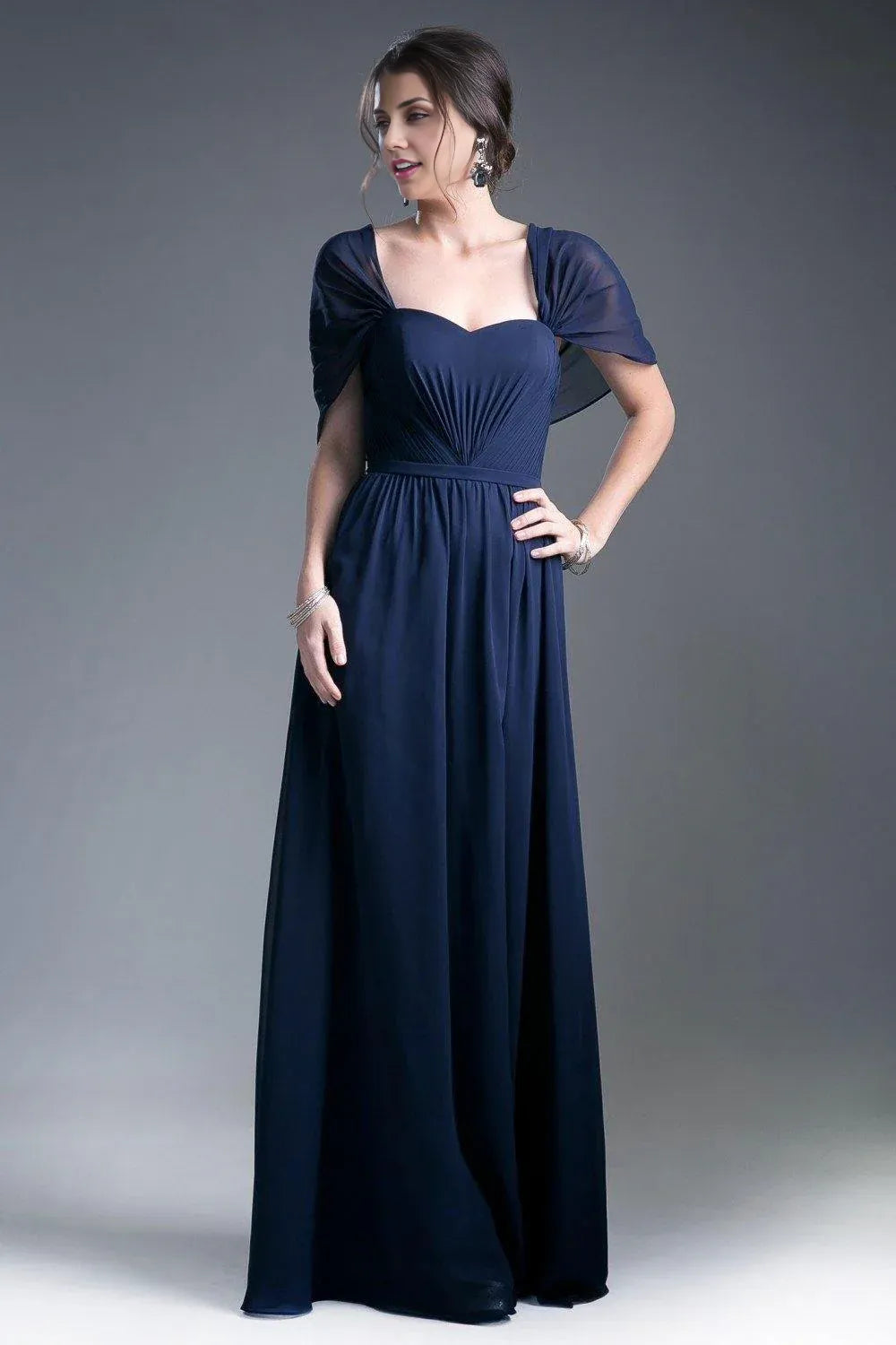 Weitese Dress A-Line/Princess Cap Sleeve Mother of the Bride Dress Floor-Length Ruched/Pleats Prom Dress