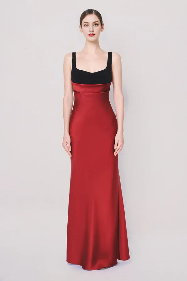 Weitese Dress A-line Back Zipper Satin Floor Length Maxi Dress Sleeveless Elegant Regular Straps Backless Prom Dress