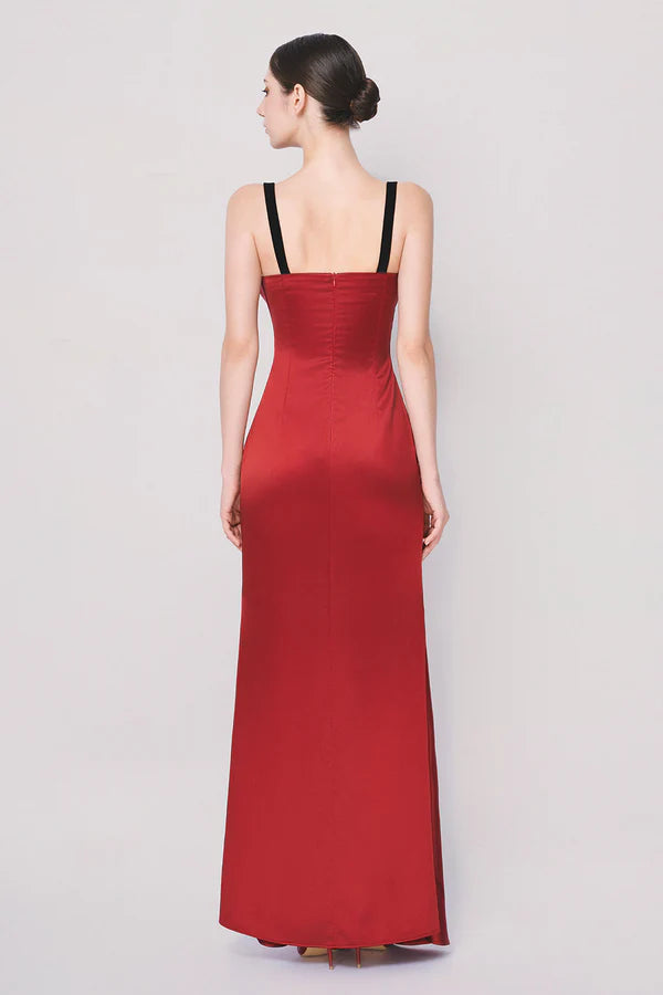 Weitese Dress A-line Back Zipper Satin Floor Length Maxi Dress Sleeveless Elegant Regular Straps Backless Prom Dress