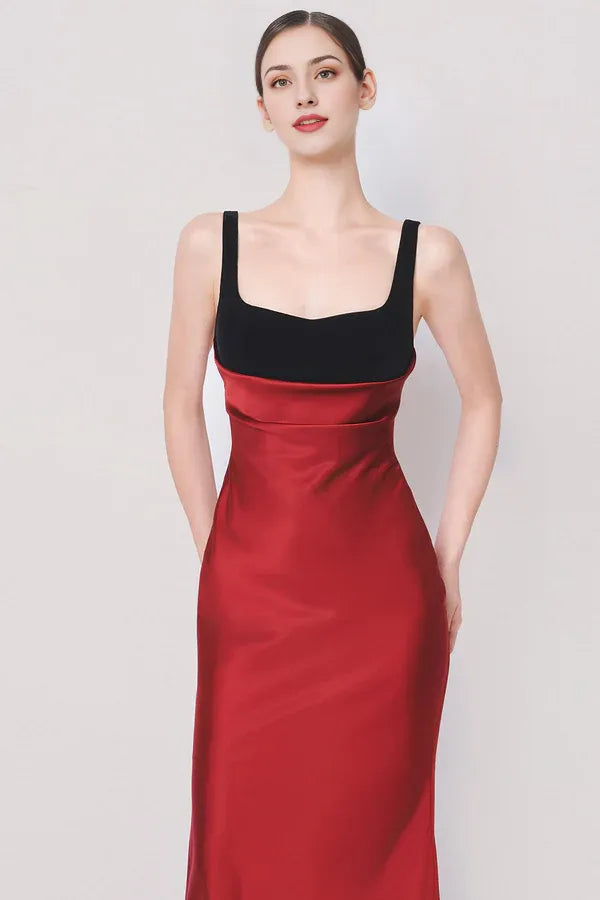 Weitese Dress A-line Back Zipper Satin Floor Length Maxi Dress Sleeveless Elegant Regular Straps Backless Prom Dress