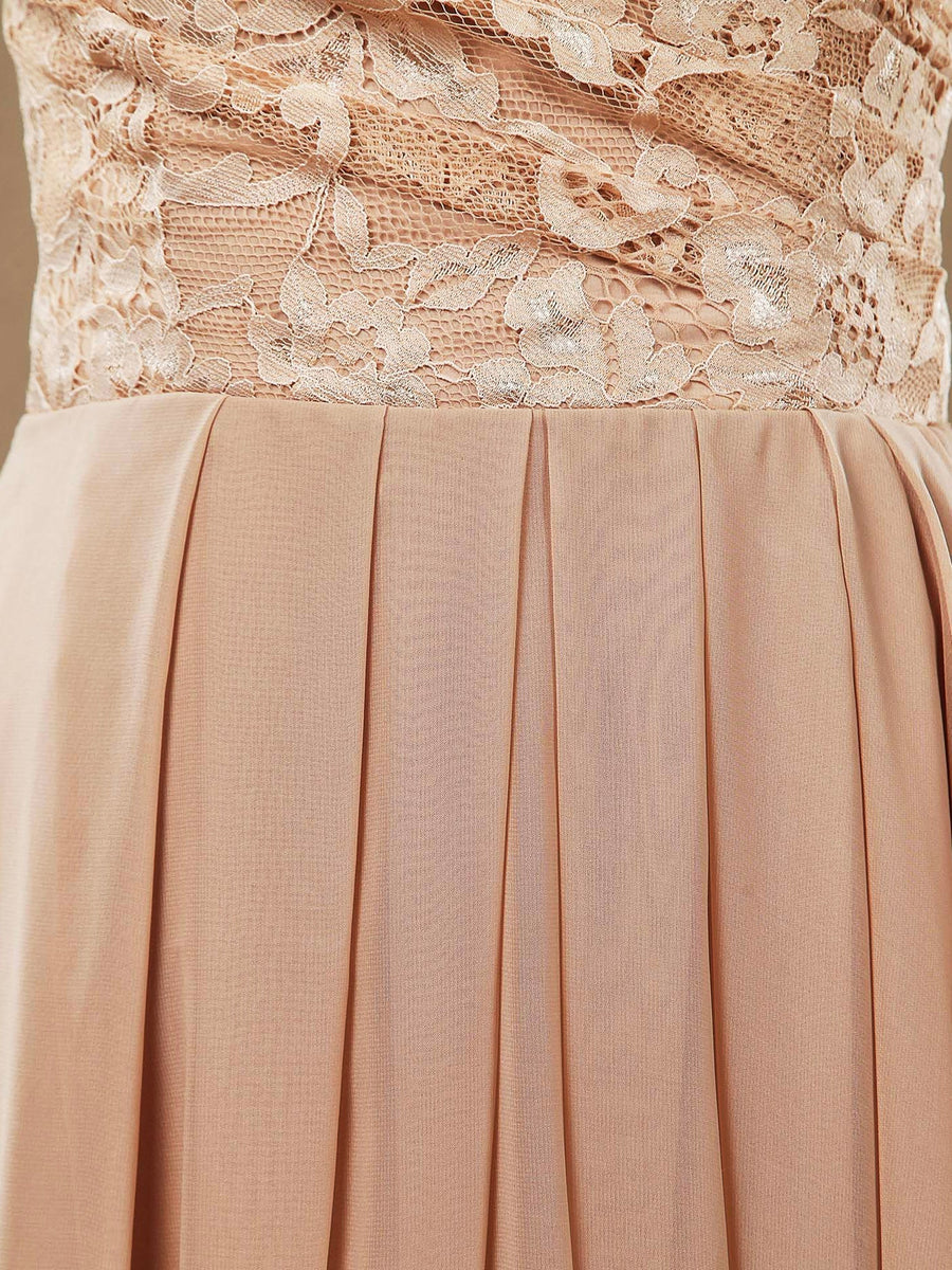 Weitese Dress A-line Floor Length Chiffon match Lace Bridesmaid Dresses Sweetheart Strapless Party Dress