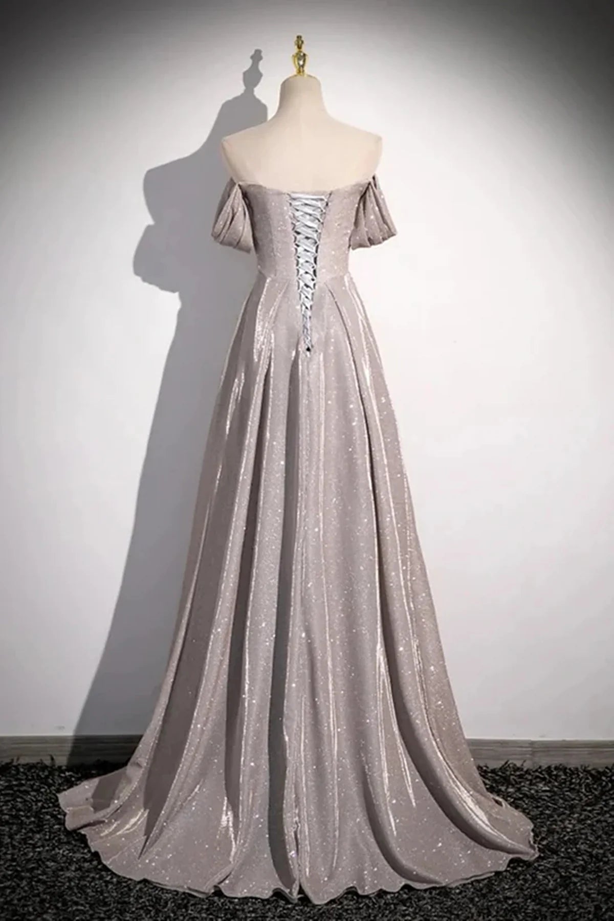 Weitese Dress A-line Off Shoulder Long Prom Dress Party Dress Shiny Ruffle Long Formal Dress Formal Wear Dresses