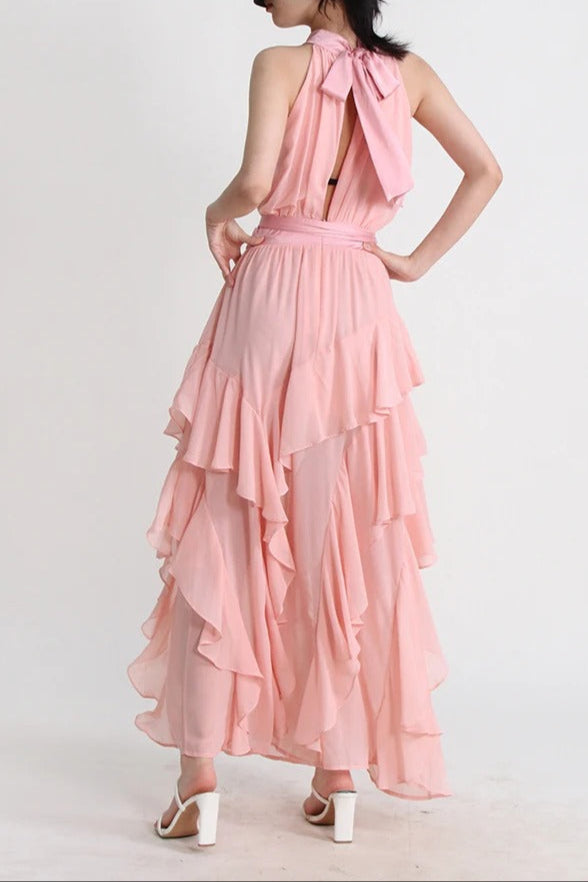 Robe Weitese trapèze fendue pour femme, col montant, sans manches, tenue de bal tendance 