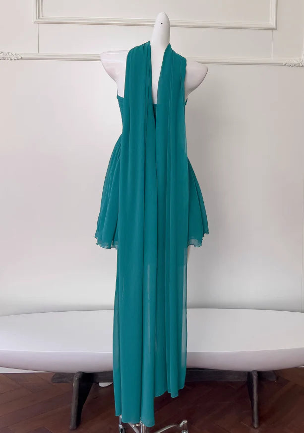 Weitese Dress A-line Strapless Chiffon Short Prom Dress Pleated Chic Homecoming Dress