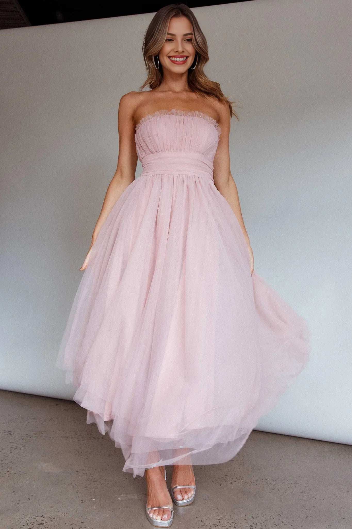 Robe Weitese trapèze bustier sans manches, robe de bal élégante en tulle, ourlet asymétrique 
