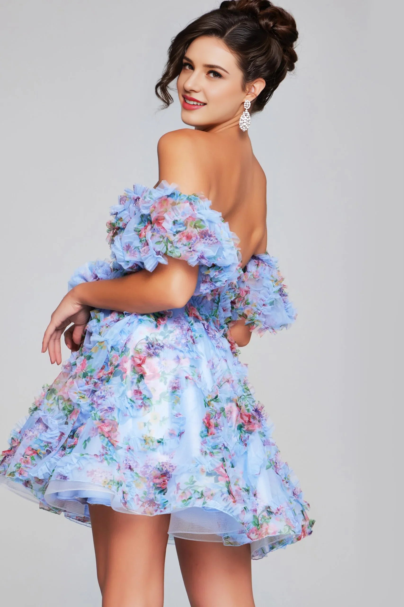 Weitese Dress A Line Short Homecoming Printed Off the Shoulder Cocktail Dress Flower