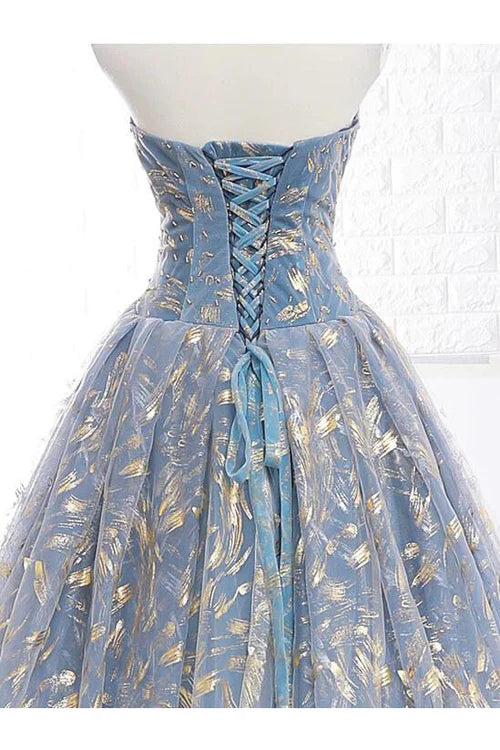 Weitese Dress A Line Sleeveless Puffy Gold Lace Quinceanera Dresses Unique Sweet 16 Prom Dresses