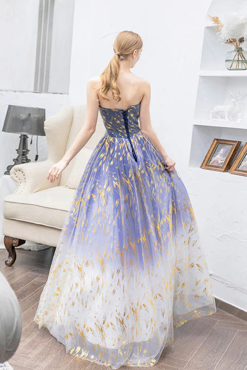 Weitese Dress A Line Sleeveless Puffy Gold Lace Quinceanera Dresses Unique Sweet 16 Prom Dresses