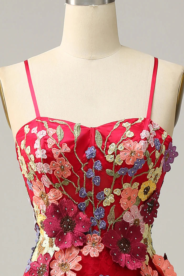 Weitese Dress A Line Spaghetti Straps Burgundy Long Party Dress With Appliques Prom Dress